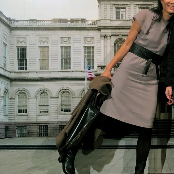 Tocca Light Wool Midi Dress with Flutter Sleeves - Picture 10 of 10